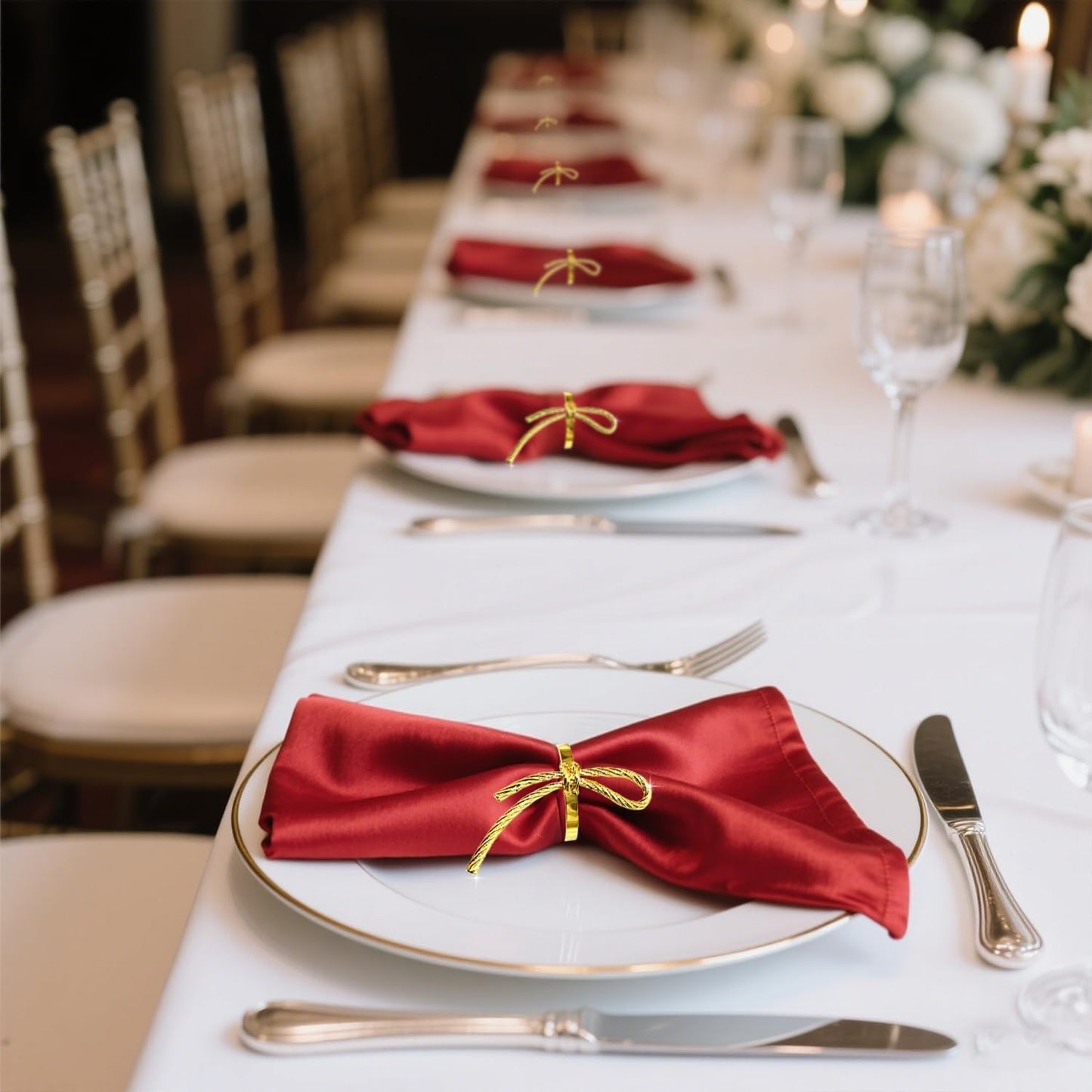 Gold Bow Napkin Rings Set of 12 Christmas Bow Tie Napkin Rings for New Year Valentine's Day Decor,Shiny Metal Bow Knot Napkin Ring Holders for Elegant Wedding Restaurants Home Table Setting