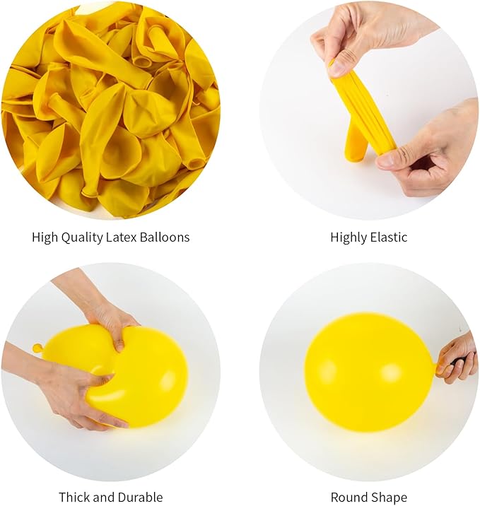 Yellow Balloons, 140pcs 18 12 10 5 Inch Different Sizes Pack Party Latex Balloons for Birthday Halloween Holiday Balloon Garland as Party Decorations