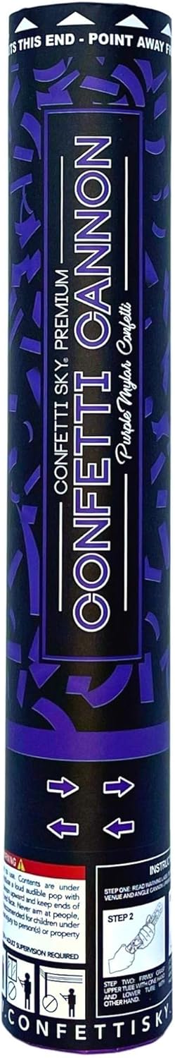 Confetti Sky [6 Pack] 12 Inch Confetti Cannons | Purple Confetti Poppers for Wedding Celebration, Birthday Party, Pranks, Graduation, Christmas Eve and New Year Celebration