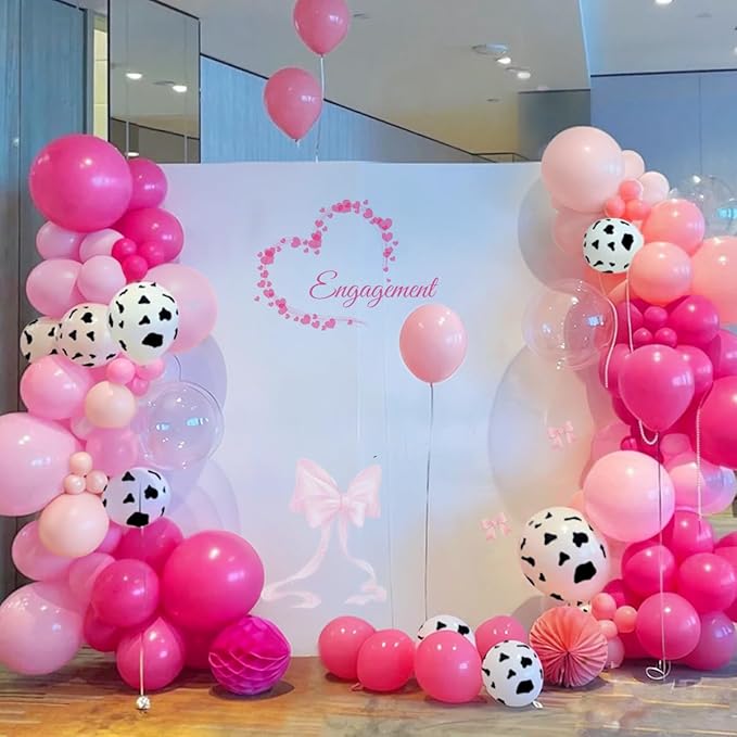Pink Cow Print Ballon Garland Arch Kit, 167Pcs Blush Hot Pastel Pink Latex Balloons for Girl Farm Birthday Cowgirl Last Rodeo Bachelorette Party Decorations
