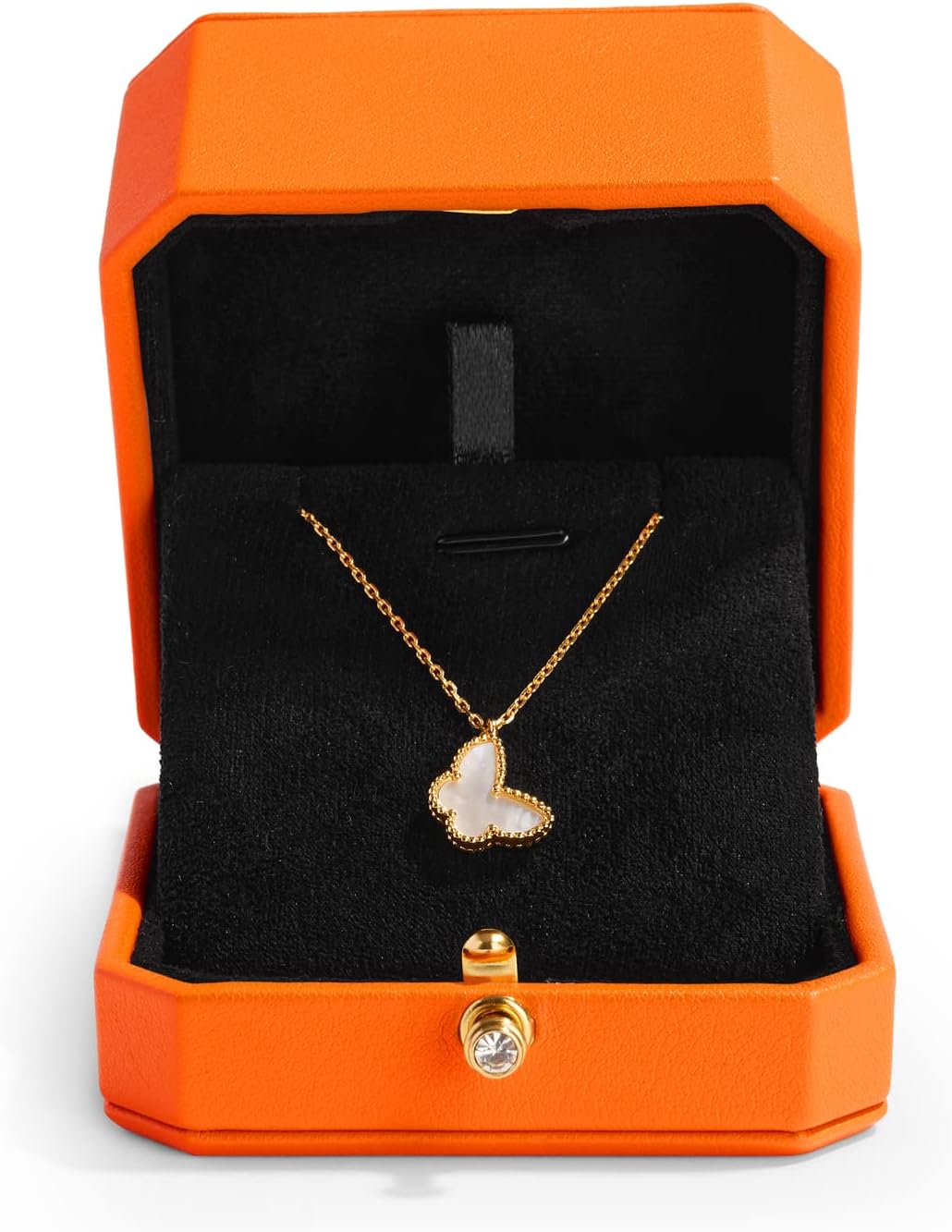 Oirlv Luxury Leather Pendant Necklace Gift Box Jewelry Storage Display Case Anniversary, Engagement, Birthday Necklace Holder