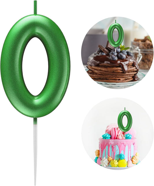 Green Number 0 Candle Happy Birthday 3D Number Candles for Birthday Cake Party Decoration Wedding Anniversary Celebration Supplies