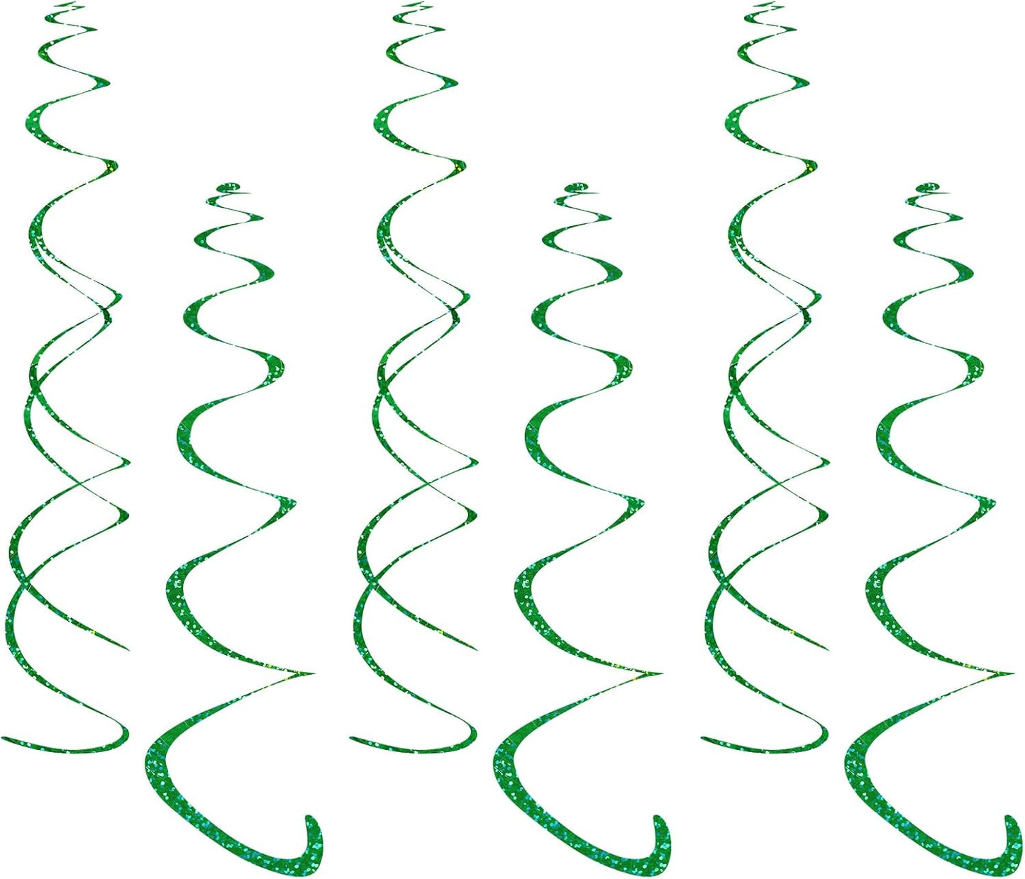Fumwase 30PCS Hanging Swirl Party Decorations Shinny Foil Plastic Party Streamer for Ceiling Ornament Set for Home School Birthday Wedding Halloween Decorations (Green)