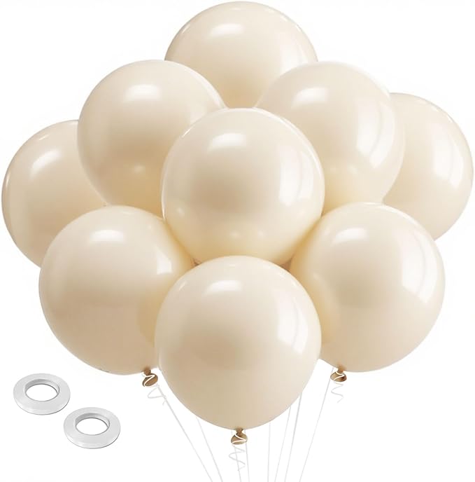 White Sand Latex Party Balloons - 30Pcs 18 Inch Extra Large Beige Round Ballons Boho Cream Latex Party Baloons for Neutral Birthday Wedding Engagement Bridal Shower Gender Reveal Party Decoration