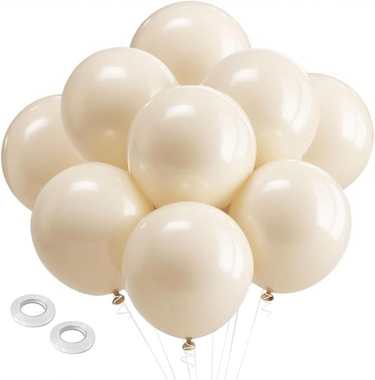 White Sand Latex Party Balloons - 30Pcs 18 Inch Extra Large Beige Round Ballons Boho Cream Latex Party Baloons for Neutral Birthday Wedding Engagement Bridal Shower Gender Reveal Party Decoration