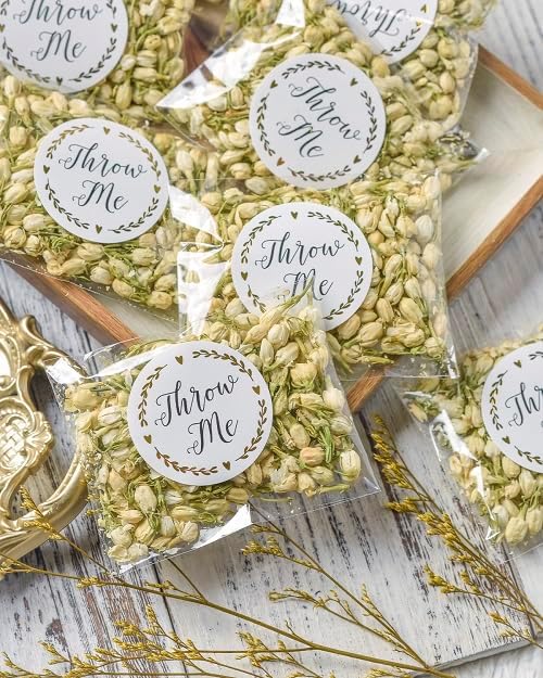 RainbowPana 50 Pack Wedding Confetti | Dried Flower Petals, Jasmine Buds | Biodegradable Flower Petals for Weddings, Dried Flower Confetti | Wedding Send Off, Exit, Tosses