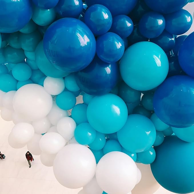 PartyWoo Royal Blue Balloons 140pcs Different Sizes Pack of 18 12 10 5 Inch Dark Blue Balloon Arch Kit for Baby Shower Gender Reveal Graduation Under The Sea Birthday Party Decorations Blue-Y5