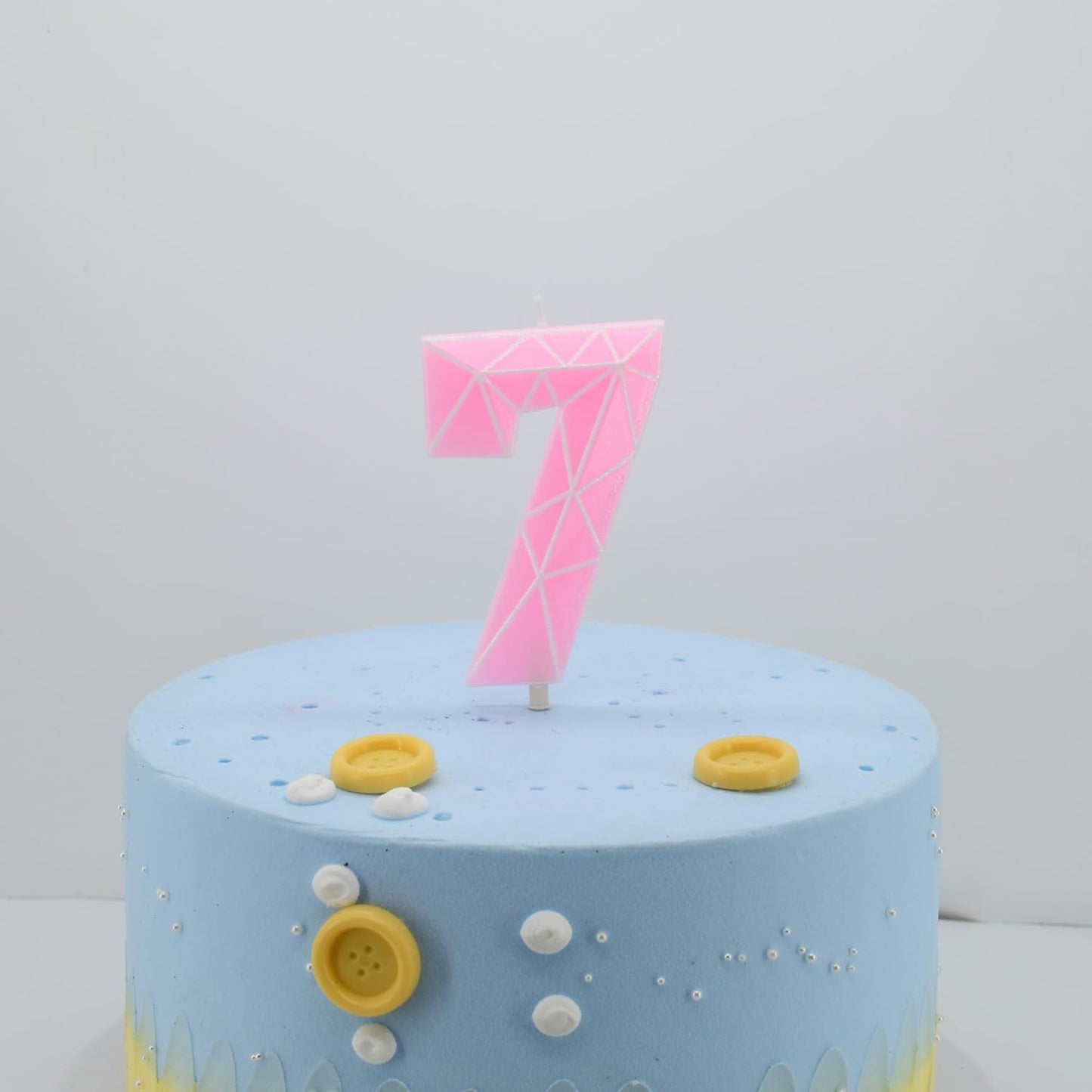 DERVENTA Birthday Candle Big Number 3D Macaron Pink 3.7 inch Party Celebration Anniversary Decoration Cake Topper 1 Piece (Number 7 Macaron Pink)