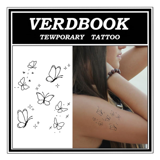 Waterproof Temporary Tattoos: 2-Sheet Tattoo Kit with Realistic Body Stickers, Semi-Permanent Tattoos for Adults Lasting 7-15 Days – Safe for Men & Women, Butterfly Collection
