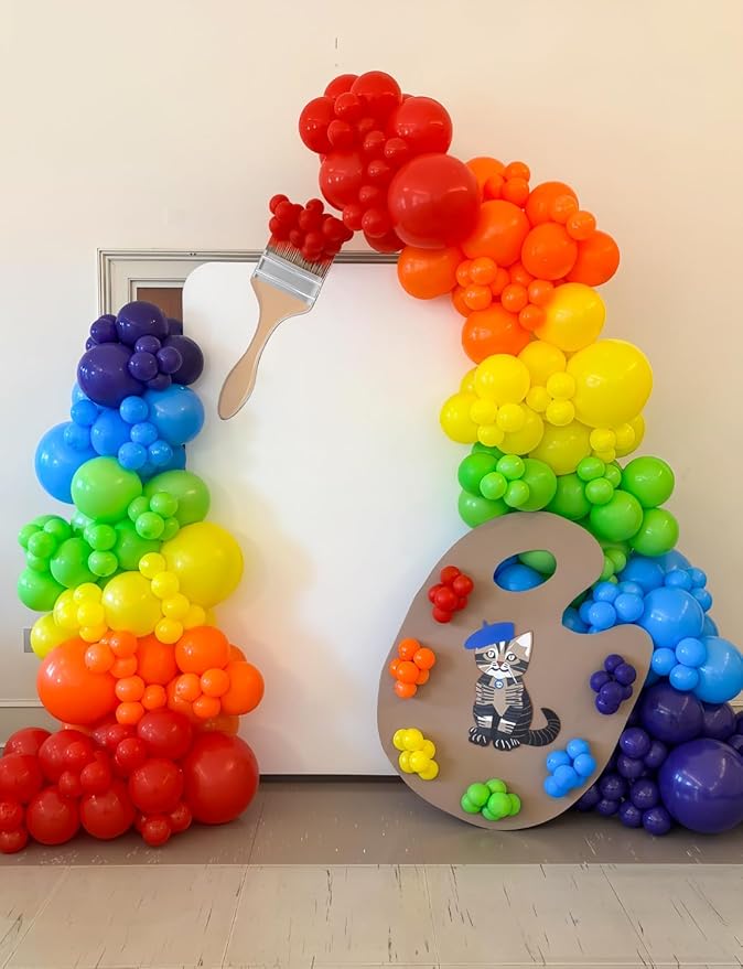 Colorful Rainbow Balloon Arch Garland Kit - 130 Pcs Assorted Color Latex Balloons in Mixed Sizes, for Baby Shower, Birthday, Wedding & Back to School Party Decorations