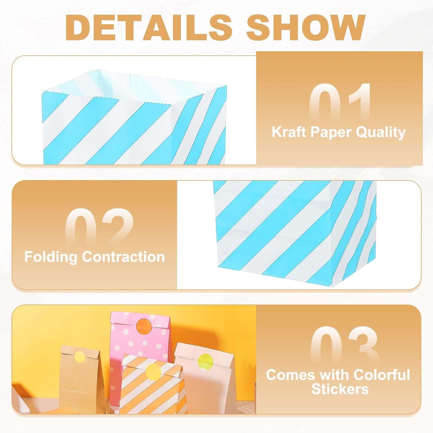 PATIKIL Party Favor Bag, 24 Pcs 3.5x2.4x7.1 Inch Mini Paper Candy Bags Gift Treat Celebration Halloween Goody Birthday Wedding Party with Stickers, Light Blue Twill