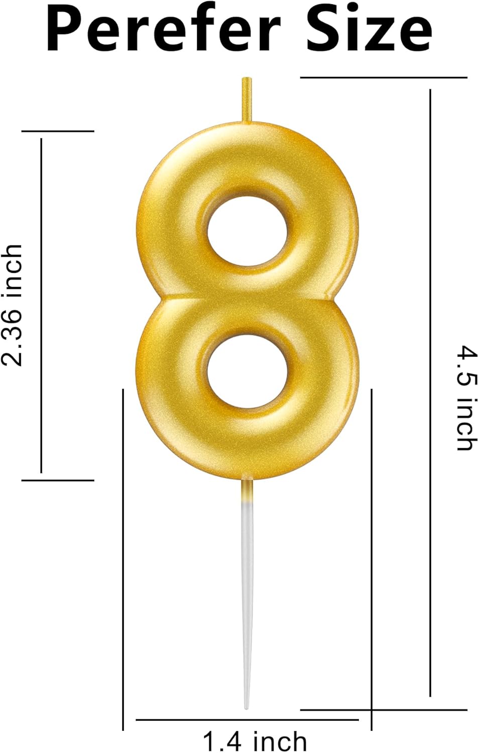 Gold Number 8 Candle Happy Birthday 3D Number Candles for Birthday Cake Party Decoration Wedding Anniversary Celebration Supplies