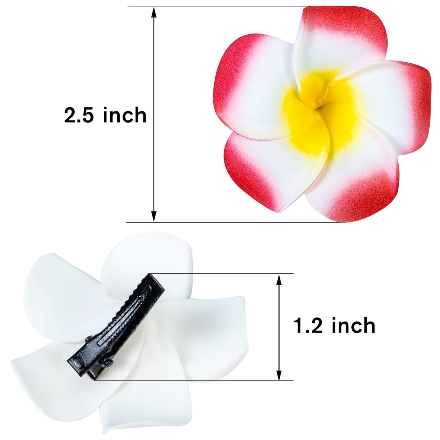 24 Pack Hawaiian Flower Hair Clips, 2.5 Inch Plumeria Foam Hair Accessories Clip for Women, Hawaii Tropical Party Decorations, Beach Pool Vacation Outfit, Luau Party Supplies favors, Bridal Wedding