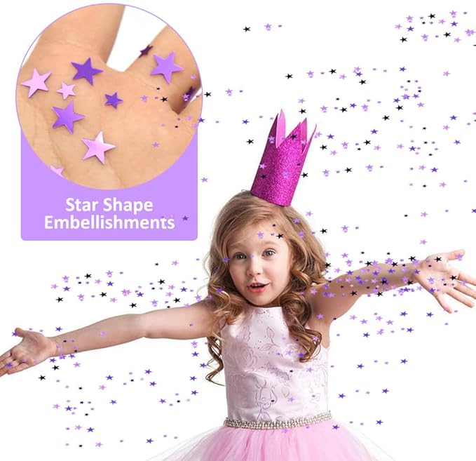 Ruidee 60g Star Confetti Metallic Foil Stars Table Confetti Metallic Foil Stars Sequin for Halloween Birthday Wedding Festival Party DIY(ZX/Purple)