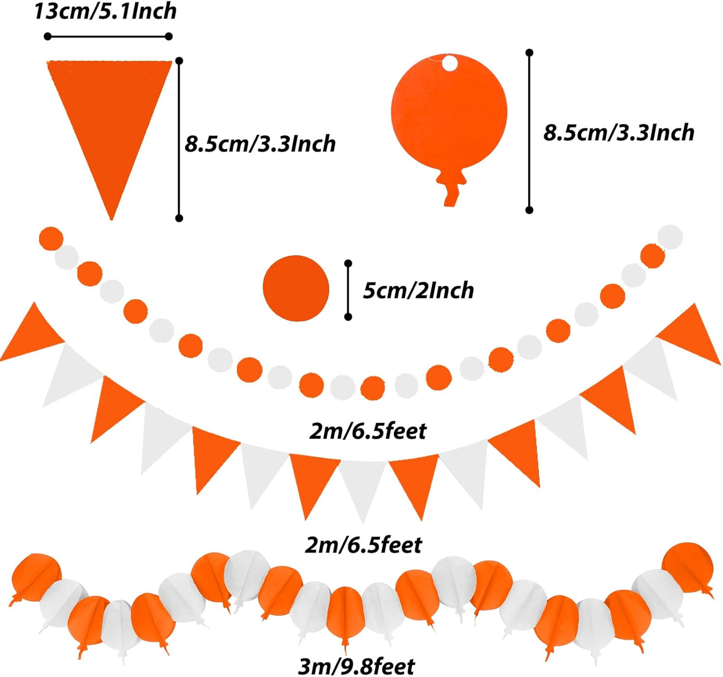 ZERODECO Party Decorations, 41 Pcs Orange Papar Fans Pompoms Garlands String Tissue Paper Tassel for Halloween New Years Spring Festival Wedding Birthday Party