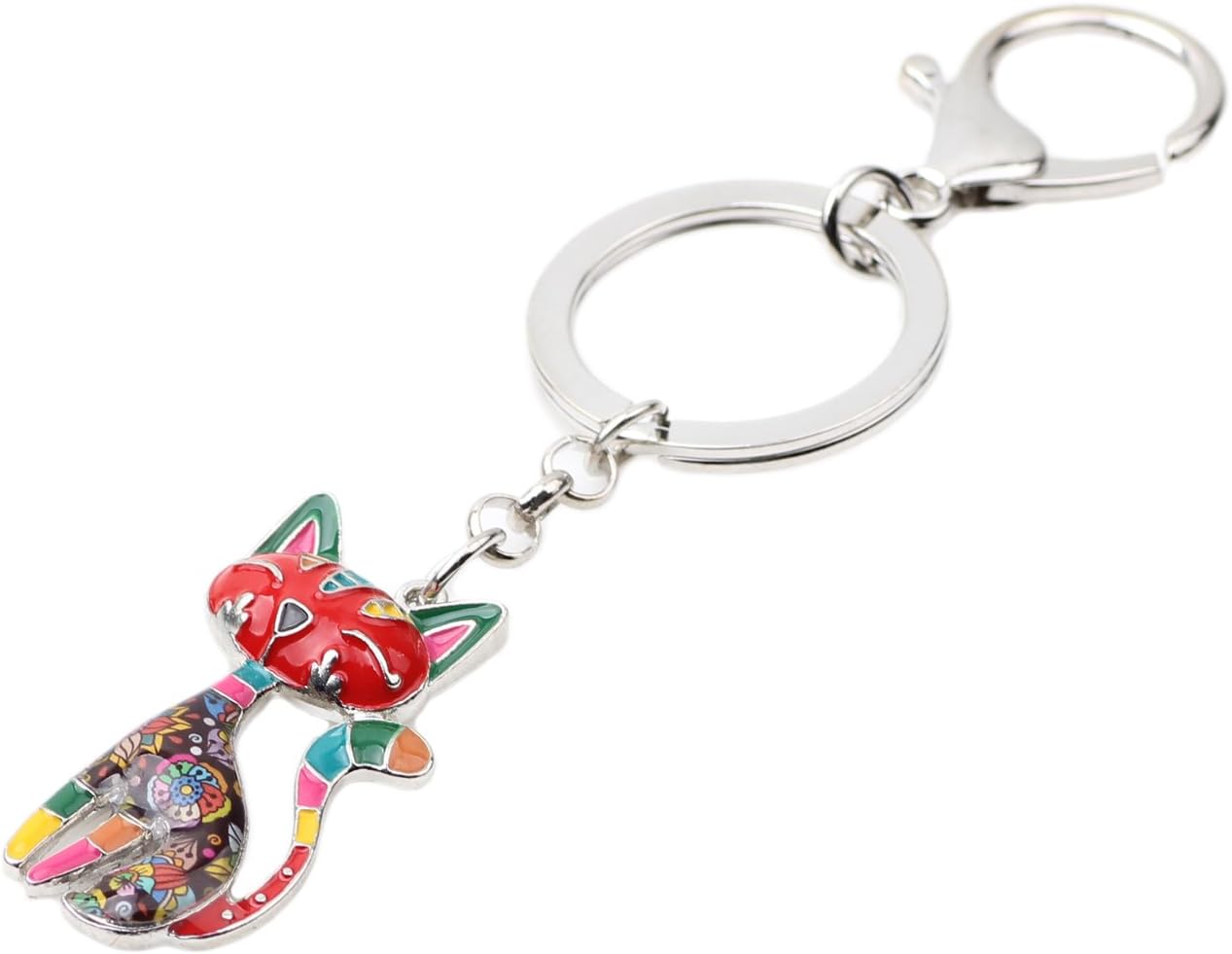 BONSNY Enamel Alloy Chain Cat Key Chains For Women Car Purse Handbag Charms keychains Gifts