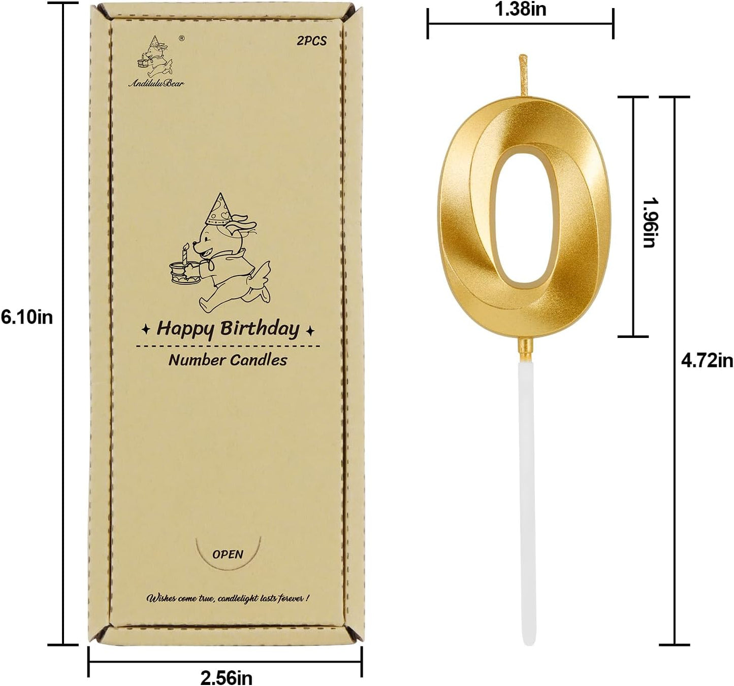 Birthday Candles, 1.96 Inch Number 60 Happy Birthday Candles, Number Candles Decoration for Birthday Party and Anniversary Celebration(Champagne Gold)