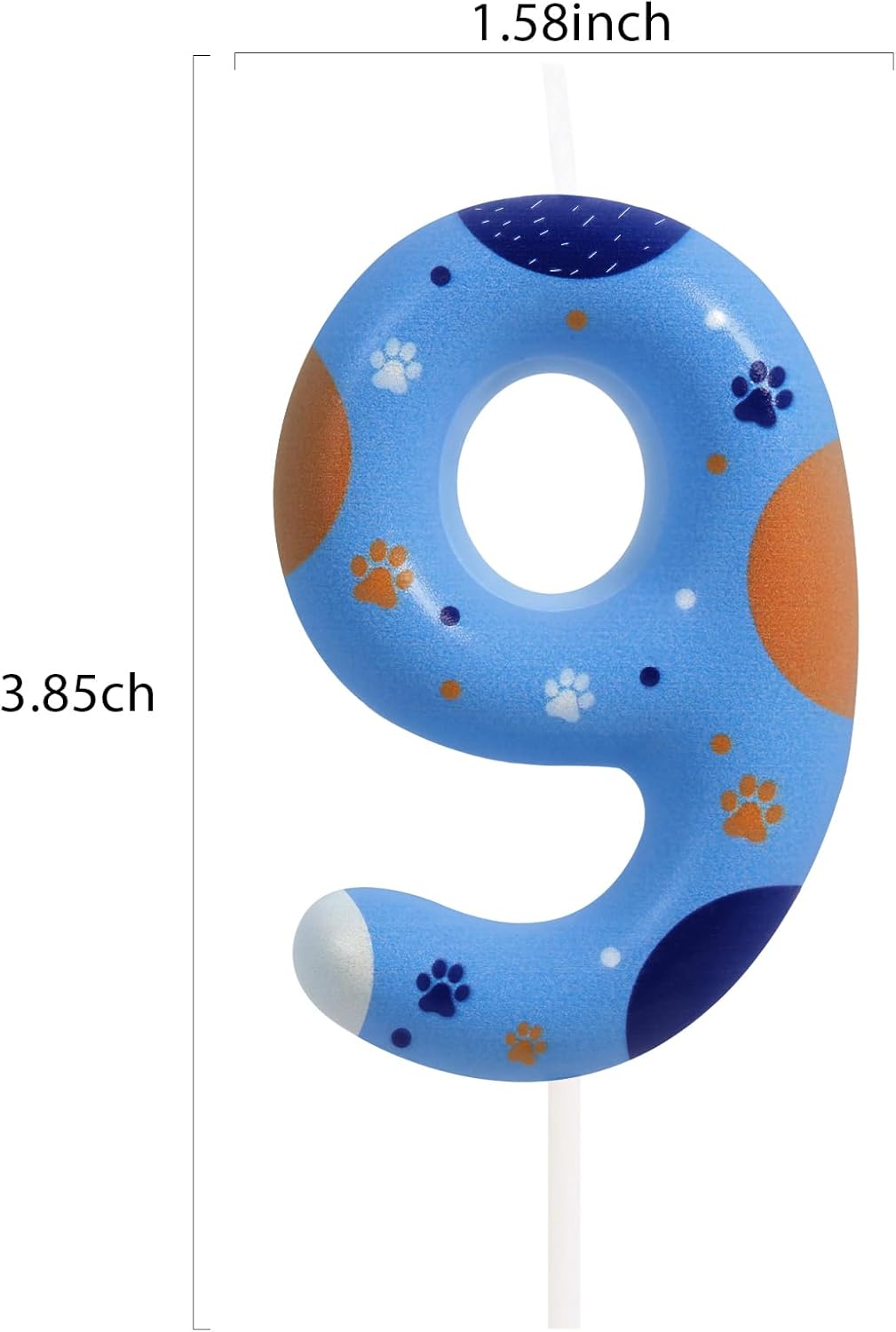 Blue Dog Paw Birthday Candles, Number 9 Paw Print Birthday Party Supplies, 2.76 inch Paw Cake Topper Decorations, Birthday Decorations (Number 9)