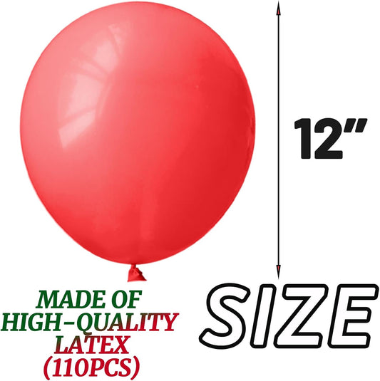 110pcs Coral Red Balloon 12 Inch, Coral Red Latex Balloons for Birthday Party Baby Shower Wedding(with 2 Ribbons).