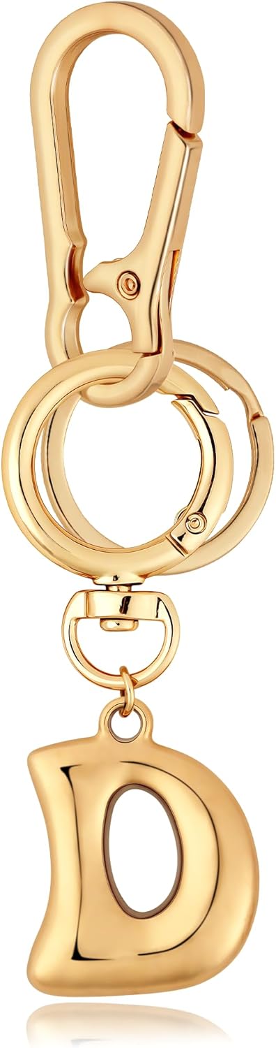 Gold Bubble Heart Initial Bag Charms for Handbags – Cute Initial Letter Keychain for Women, Purse Charms, Gold Gift