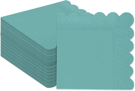 qiqee Vintage Green Cocktail Dinner Napkins 5x5inch Disposable Beverage,Wedding, Birthday Party Dessert Wave Paper Napkins(120 Count)