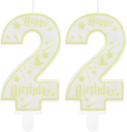 Magical Wizard Party Birthday Candles Number 22 Candle Cake Topper Wizard School Themed Happy 22rd Birthday Cake Decorations for Boys Girls Kids Party Favors Supplies Decorations Gifts