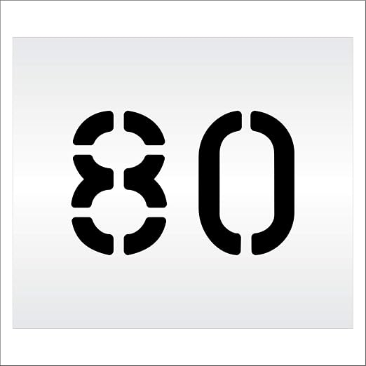 Pavement, Curb, and WheelStop Stencils - 6 inch Double Number Stencil - (80) - 6" x 9" x 1/8" (128 mil) - Pro-Grade