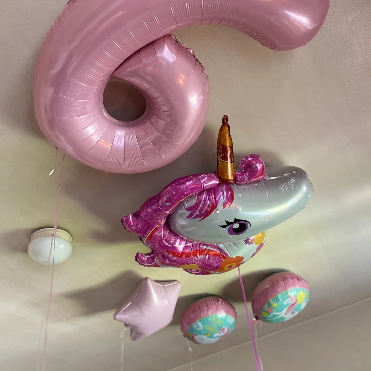 Smlpuame Pastel Pink 6 Balloons, 40 Inch Large Light Pink Foil Number Balloons 0-10, Self-Sealing 6th Birthday Balloon for Girls Women Anniversary Baby Shower Princess Party Decorations Supplies