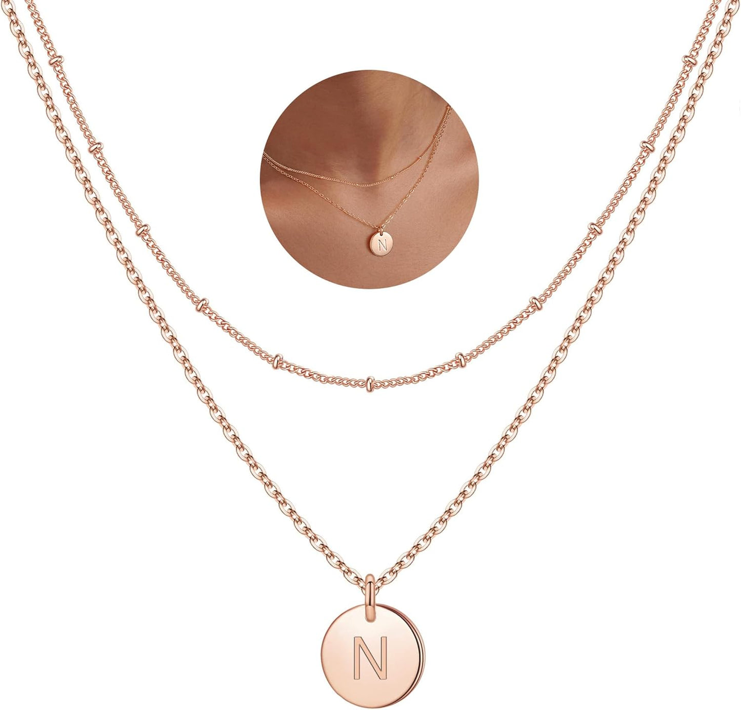 IEFWELL Stocking Stuffer for Teen Girls - Necklaces for Women Girls, 14K Gold-Plated Double Side Engraved Hammered Coin Necklaces, Layered Necklace Jewelry Pendant Gifts for Teen Girls Kids