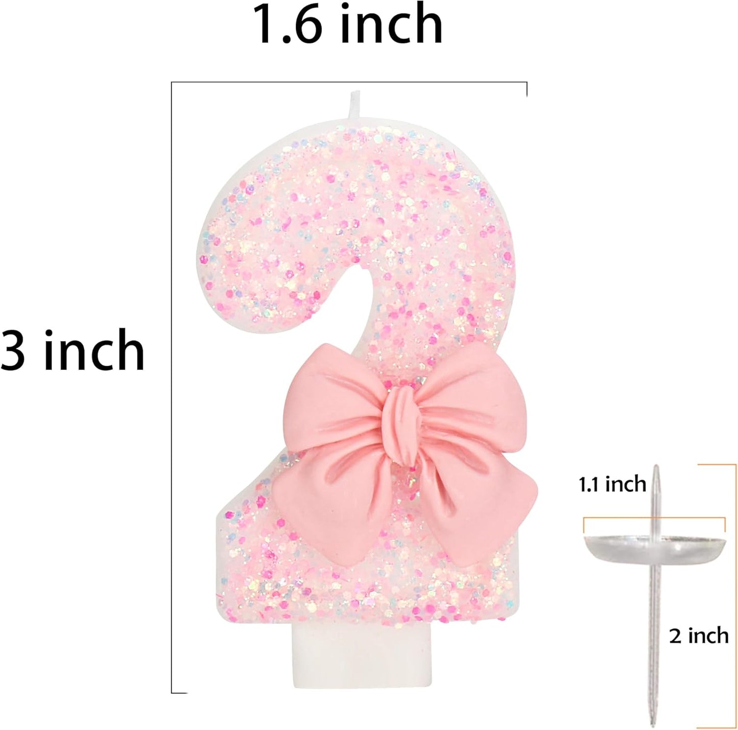 24th Birthday Candles for Cake, Pink Bow Number Cake Candles, 2.76 inch Number Happy Birthday Candle, Cake Topper Decoration for Birthday Party (Number 24)