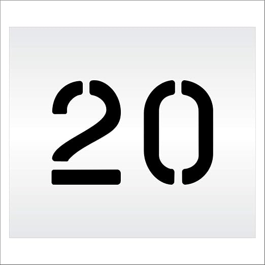 Pavement, Curb, and WheelStop Stencils - 6 inch Double Number Stencil - (20) - 6" x 9" x 1/8" (128 mil) - Pro-Grade