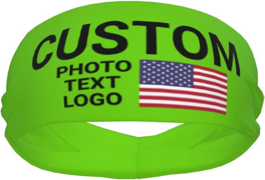 Custom Sports Headband Sweatband Bandana Add Your Photo Logo Text Number, Bulk Customized Unisex Sports Moisture Wicking Breathable Elastic