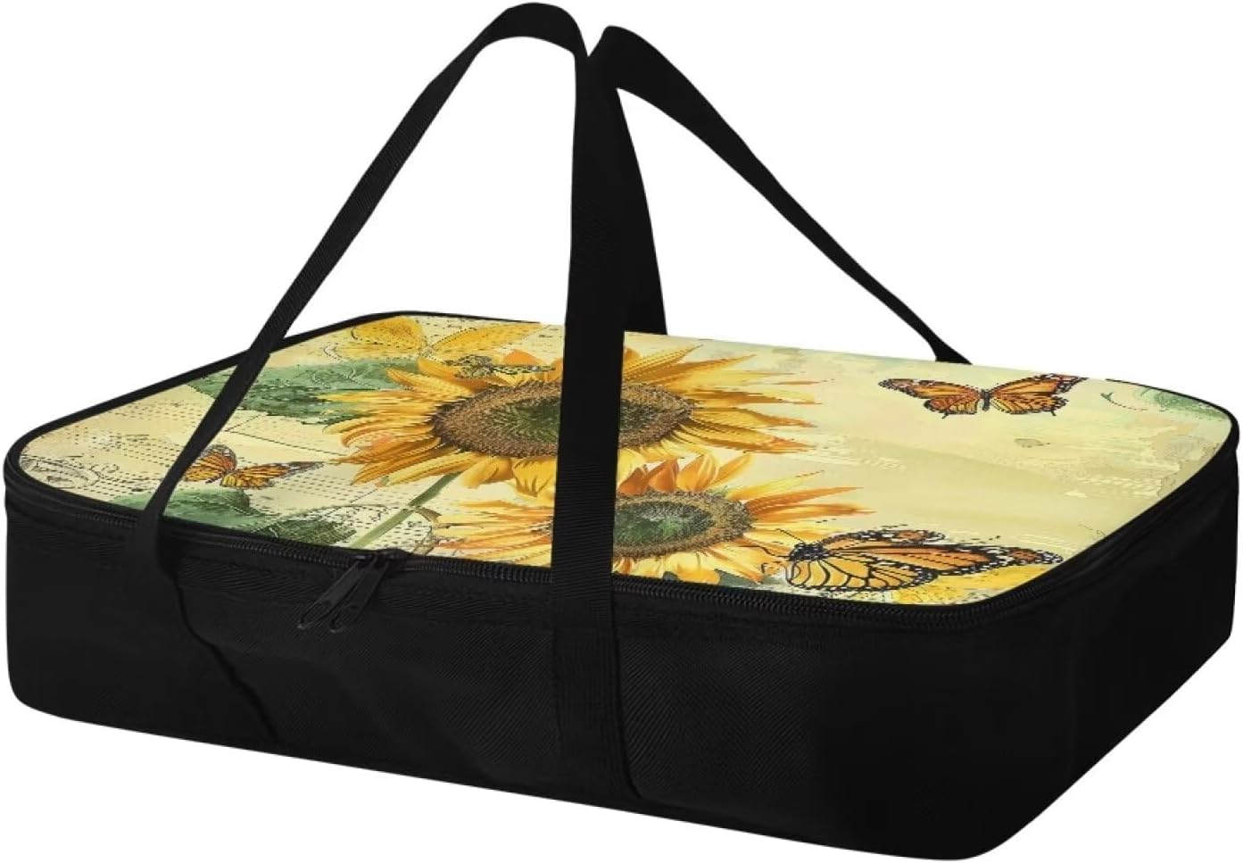 Sunflower Butterfly Insulated Casserole Carriers Portable Food Warmer for Hot or Cold Food Lasagna Holder Tote Casserole Dish Carrying Case for Travel Potluck Parties Picnic Cookouts Beach
