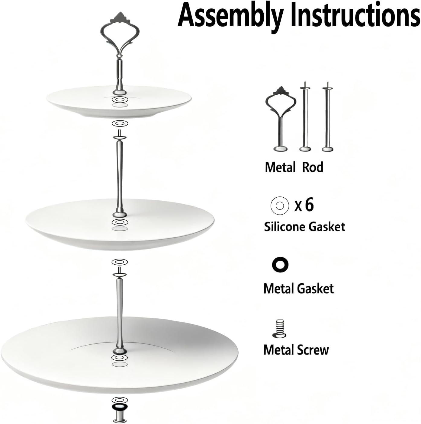 3 Tier Porcelain Cupcake Stand, Marble Pattern Tiered Serving Tray Cake Stand, Dessert Display Holder for Wedding Party Birthday and Home Décor