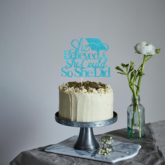 She Believed She Could So She Did Cake Topper,2026 Graduation Cake Topper,Cake Decorations for Girls,2026 High School/College/University Graduation