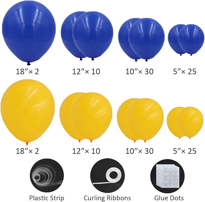 Blue and Yellow Balloon Arch Kit-134pcs Royal Blue and Lemon Yellow Balloons Garland for Boy One Oh Baby Shower Bridal Shower Gender Reveal Graduation Birthday Party Decorations.