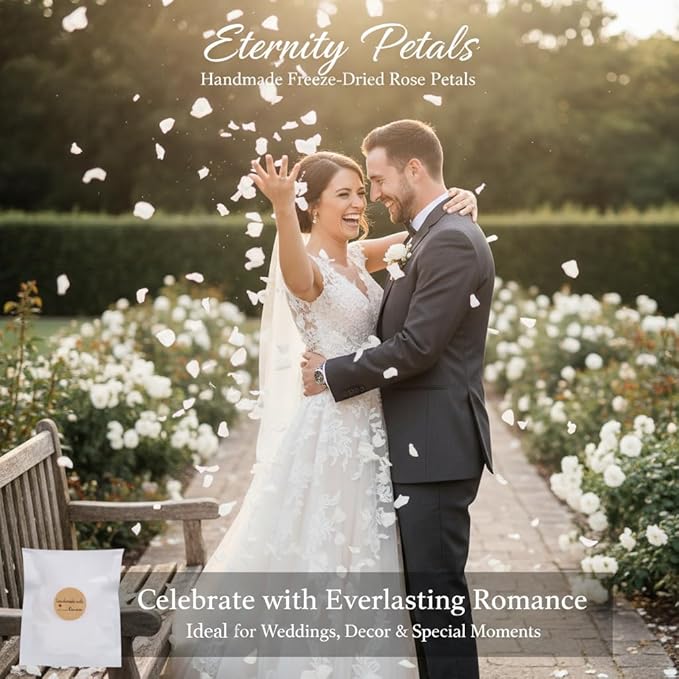 150g Biodegradable Confetti, Dried Hydrangea Flower Petals with Handmade with Love Stickers Wedding Confetti Biodegradable Flower Petals for Wedding Ideas Valentines Day Decor(White,100 Pcs)