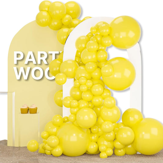 PartyWoo Yellow Balloons 155 pcs Different Sizes of 18 12 10 5 Inch Light Yellow Balloon Arch Kit Garland for Easter Bee Baby Shower Engagement Sunflower Birthday Graduation Decorations Yellow-Y55