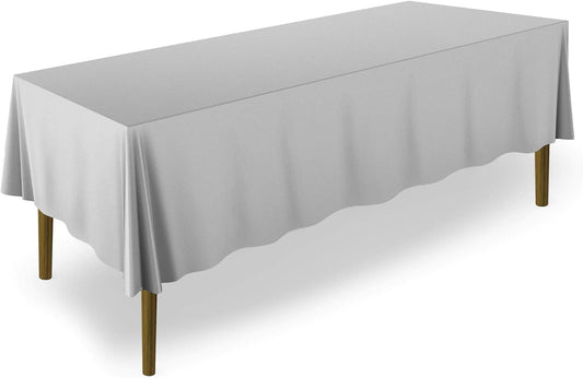 Lann's Linens - 60" x 126" Premium Tablecloth for Wedding/Banquet/Restaurant - Rectangular Polyester Fabric Table Cloth - Silver