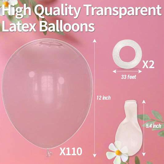 KAWKALSH Clear Balloon 12 Inch, 110pcs Latex Party Balloons Helium Bright Color for Birthday Baby Shower Wedding Party Supplies Arch Garland Decoration
