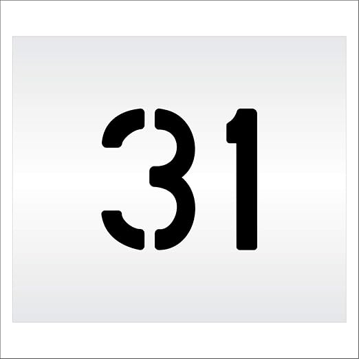 Pavement, Curb, and WheelStop Stencils - 6 inch Double Number Stencil - (31) - 6" x 6" x 1/16" (63 mil) - Light-Duty
