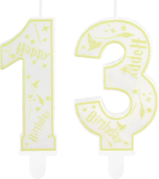 Magical Wizard Party Birthday Candles Number 13 Candle Cake Topper Wizard School Themed Happy 13th Birthday Cake Decorations for Boys Girls Kids Party Favor Supplies Decorations Gifts