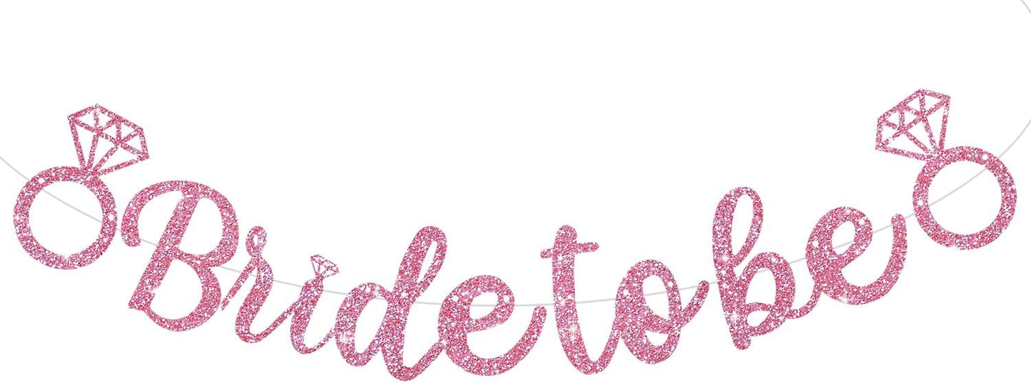 Glitter Pink Bride to Be Banner,Pre-Strung Bridal Shower Sign Garland,Bachelorette Party Decoration Wedding Shower Party Supplies(No DIY)