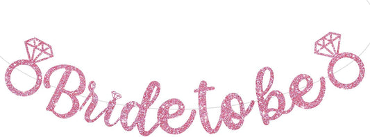 Glitter Pink Bride to Be Banner,Pre-Strung Bridal Shower Sign Garland,Bachelorette Party Decoration Wedding Shower Party Supplies(No DIY)