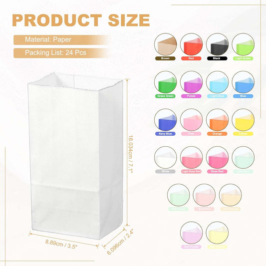 PATIKIL Party Favor Bag, 24 Pcs 3.5x2.4x7.1 Inch Mini Paper Candy Bags Gift Treat Celebration Halloween Goody Birthday Wedding Party with Stickers, White