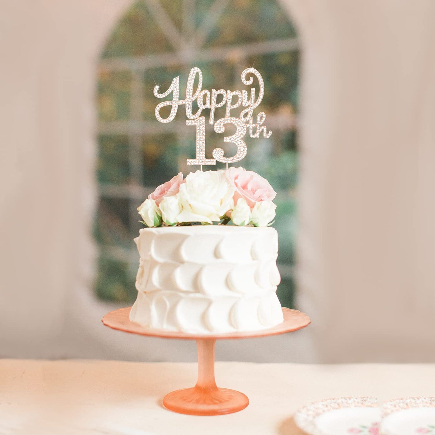 LASKYER Happy 13th Birthday Decorations,13th Birthday Gold Rhinestone Cake Topper - Cheers to Thirteen Years Old Bday Party Metal Sparkly Cake Centerpieces Sign.