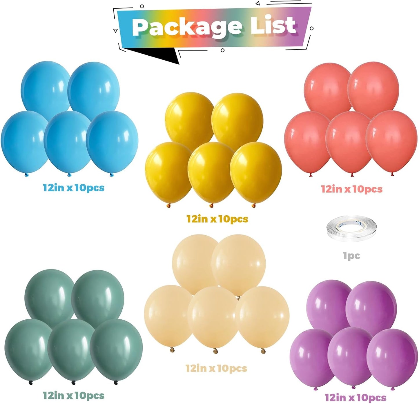 Colorful Balloons Rainbow Assorted Color Latex Balloons Set 60pcs 12inch Blush Blue Nude Light Purple Orange Yellow Helium Mixed Colored Balloon Boho Birthday Party Decoration Here Comes the Son