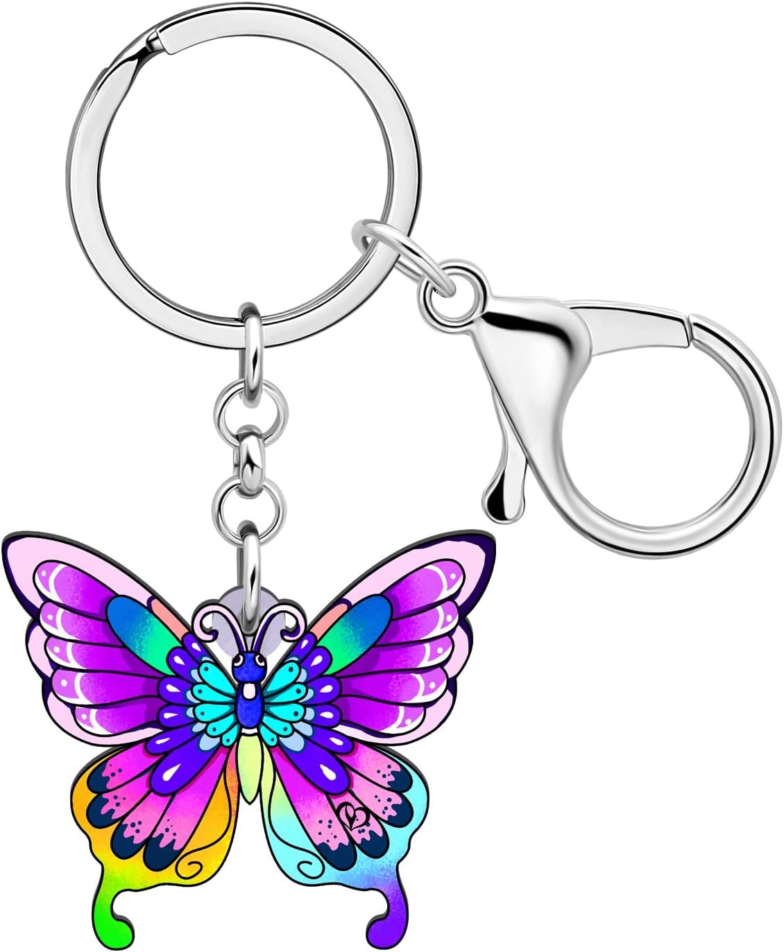 BONSNY Morpho Menelaus Butterfly Key Chains for Women Car Purse Bag Rings Pendant Charms