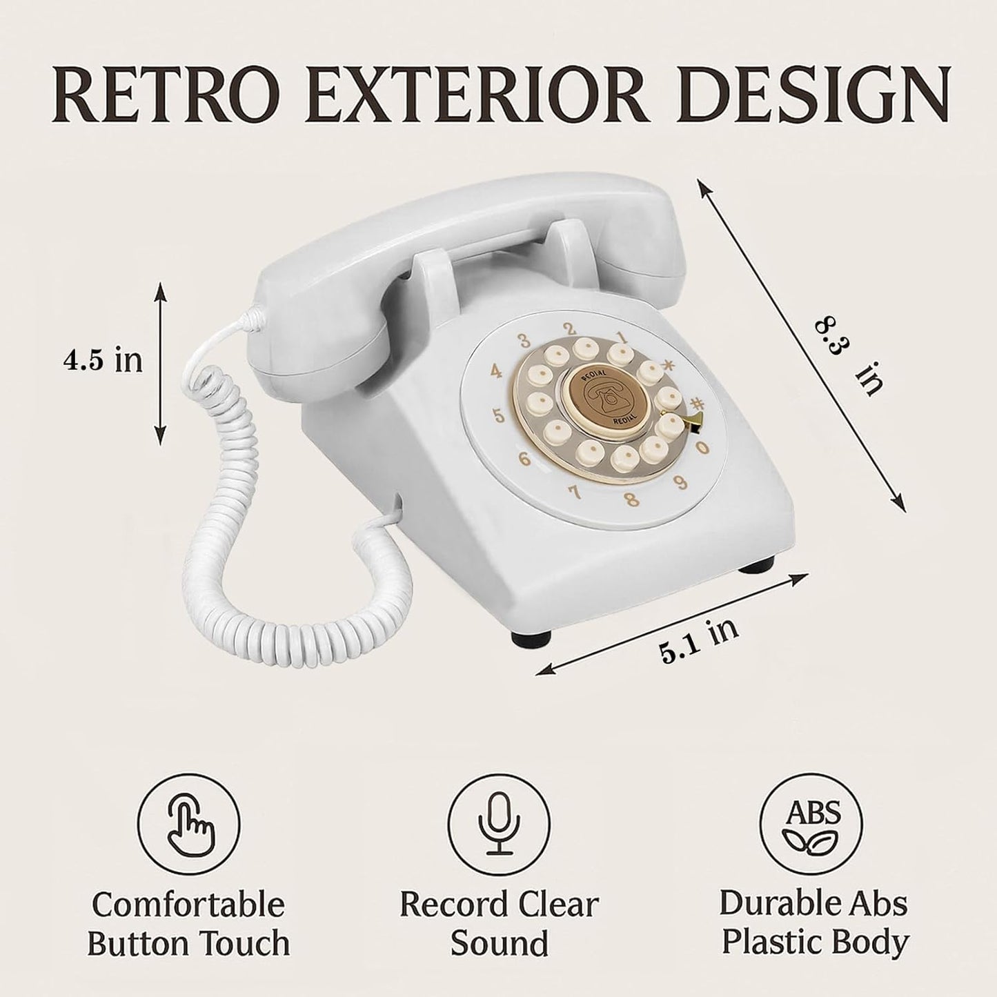 Audio Guest Book Wedding Phone, Retro Audio Phone Guestbook with Clear Voice Recording for Wedding Reception, Bridal Shower, Birthday, Baby Shower, Anniversary, Engagement (White)
