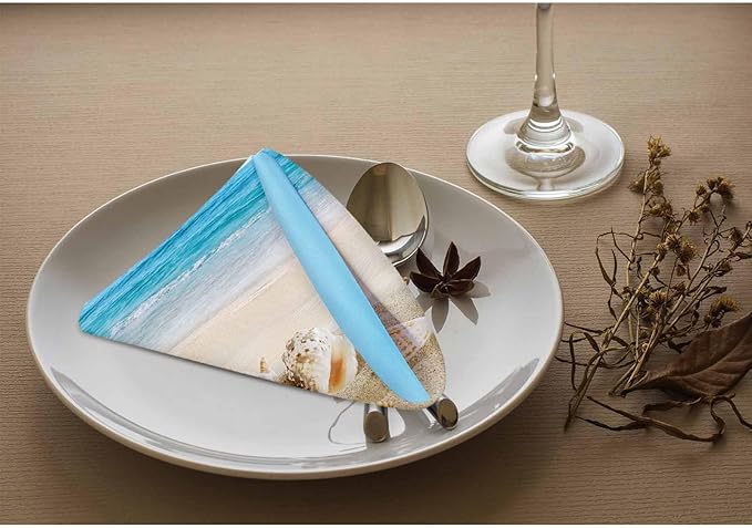 White Shells Cloth Napkins Dinner Table Napkin Ocean Tropical Beach Conch Starfish Washable Reusable Napkins Set of 4 for Kitchen Home Holiday Party Wedding 18 x 18 inch